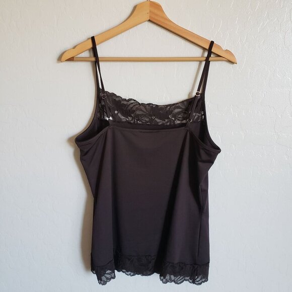Luciano Dante Y2K Lace Trim Camisole Tank Top Brown Size Women's XL USA Stretchy - Picture 6 of 8